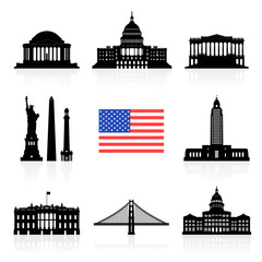USA Travel Landmarks icon set. - 120965154