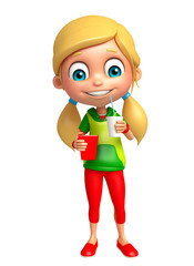 kid girl with soft drink and popcorn