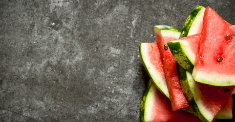 Slices of fresh watermelon.