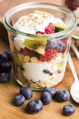 musli served with joghurt and fresh fruits