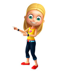 Kid girl with Chalk stick