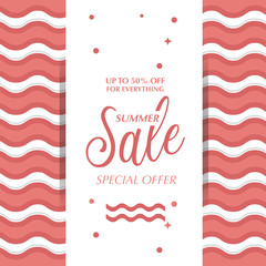 Summer sale with water wave background ,vector illustration