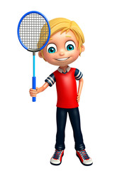 Fototapeta na wymiar Kid boy with Badminton