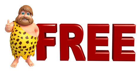 Caveman with Free sign