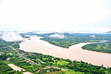 Breathtaking Scenery of the Mekong River from Wat Pha Tak Sua in Nong Khai Province