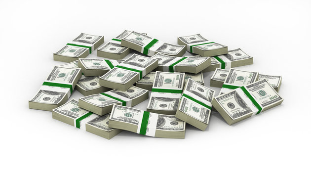 pile of money american dollar bills 3d illustration