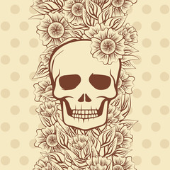 Vintage seamless pattern with skull, vector illustration