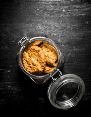 Oatmeal cookies in a jar.