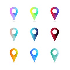 Colorful Set of Map Marker Icons