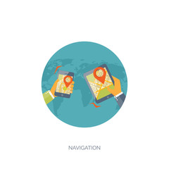 Flat travel background. Summer holidays, vacation. Plane, boat, car traveling. Tourism, trip, journey.