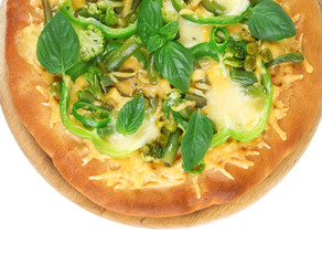 Tasty vegetarian pizza isolated on white