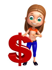 kid girl with Doller sign