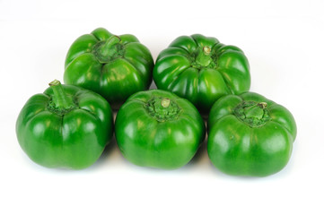 green pepper on white background