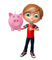 kid boy with piggy bank