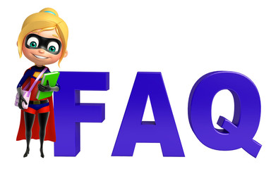 supergirl with FAQ sign