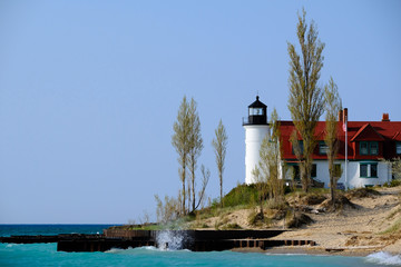 Fototapeta na wymiar Point Betsie Lighthouse, built in 1858