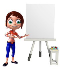kid girl with White board
