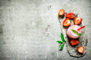 Strawberry smoothie with mint.