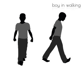 boy in walking pose on white background