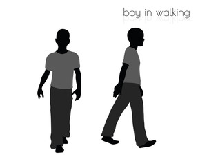 boy in walking pose on white background
