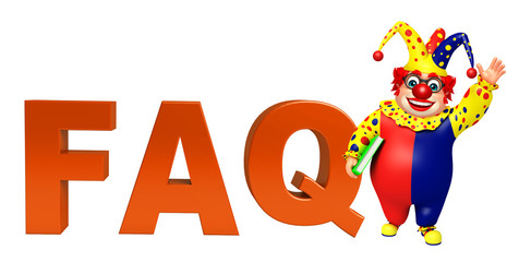 Clown with FAQ sign