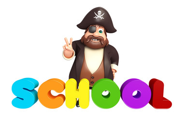 Pirate with School sign