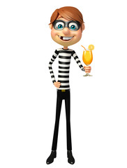 Thief with Juice glass