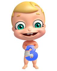 cute baby with Digit 3