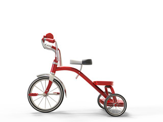 Red tricycle - side view - obrazy, fototapety, plakaty