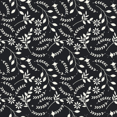 Elegant seamless pattern with beautiful tulip and chamomile flow