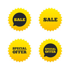 Sale icons. Special offer speech bubbles symbols
