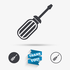 Screwdriver tool sign icon. Fix it symbol.
