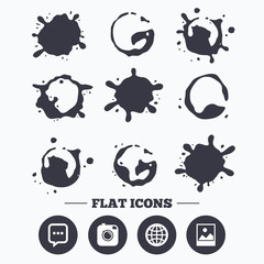 Social media icons. Chat speech bubble and Globe