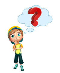kid boy with Question mark sign
