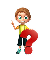 kid boy with question mark sign