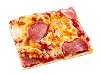 Portion of cooked Italian pepperoni pizza