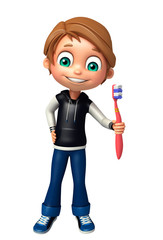 kid boy with toothbrush