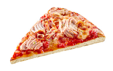 Traditional Italian tuna seafood pizza slice