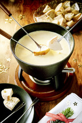 Tasty winter cheese fondue for Christmas