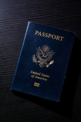 Travel Passport Booklet Cover United States American Black Contrast Desk Flash