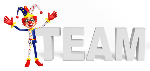 Clown with Team sign