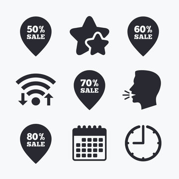 Sale pointer tag icons. Discount symbols.