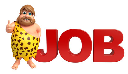 Caveman with Job sign