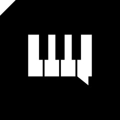 Music Chat Community Logo. Piano simple square logotype.