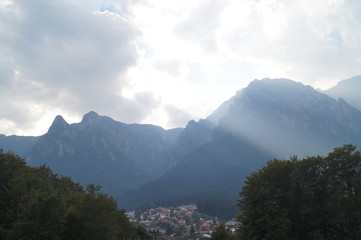 View with mountains Bucegi, Busteni, Brasov, Romania
