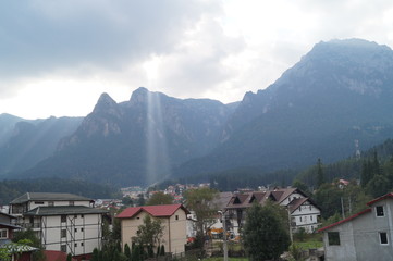 View with mountains Bucegi, Busteni, Brasov, Romania
