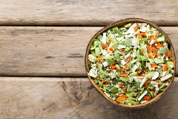 Dried vegetable spice. Bio herbs product. Finely chopped herbs.