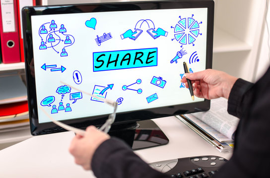 Share concept on a computer monitor