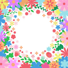 Floral Frame .Set of flowers and floral elements isolated