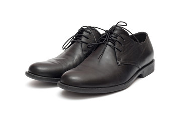 black men's shoes on a white background